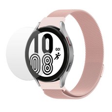 SPACE SHIELD 智慧手錶米蘭編織錶帶+錶面保護貼, 櫻花, 1組