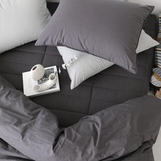 BasicTone 韓國製高密度60支純棉加大尺寸鬆緊帶固定式床墊, 深炭灰