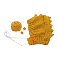 柔和的針織心形毯子 DIY 套件, 1套, 黃芥末醬