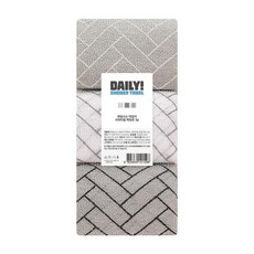 Shabas 每日魚骨紋沐浴巾, 3入, 1個, 灰色