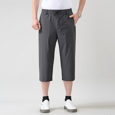 INFIOUS 男士鬆緊帶夏季素色七分褲 I263-0264