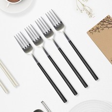 RAONNURI 可用於洗碗機的Reve彩色叉子, 黑色, 4個