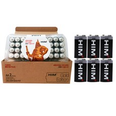 HIM 알카라인 AA 건전지 40p + 망간 9V 6p 세트, 2개
