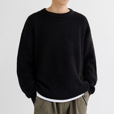 男士可水洗寬鬆版圓領半羅紋針織衫