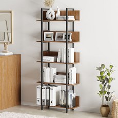 가구느낌 모두책장 600, 라이트월넛블랙, 5단