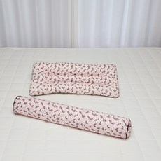아띠블랑 아동용 순면 일체형 꿀잠 와이드 베개 + 바디필로우 세트, 큐티플라워