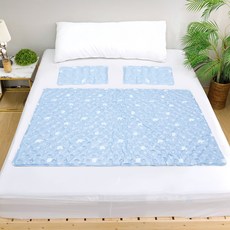 Homentech 北極熊款涼感墊+多功能涼枕 2入, 天藍+白