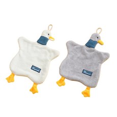 Quardi廚房浴室擦手毛巾 鴨子 2件組, 1套, 白色, 灰色