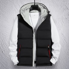 Sunbint男性用Eton日常防寒連帽純色口袋羽絨背心