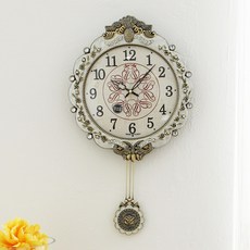 무소음 장미꽃 주물 추벽시계 HSC-502IV, 아이보리