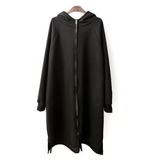 PANG PANG SHOP 拉絨長款孕婦連帽運動衫拉鍊