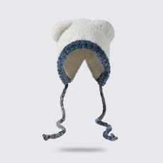 Parajuni 圓形小熊民族風護耳戶外防寒帽 HJ0950, 白色, 1個