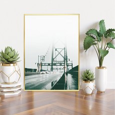 Mabel In Home 室內裝飾鋁製畫框海報組 灰色橋樑, 金色