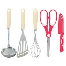 제니얼 모노 A타입 샤르망 양손가위 + 국자 중 + 샤르망 집과도 소 + 삼각뒤지개 중 + 거품기 세트, 혼합색상, 1개