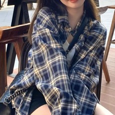 Goodif 女款休閒寬鬆版格紋襯衫