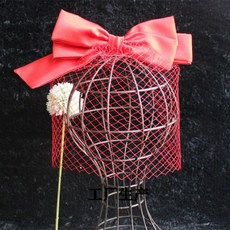 自助婚禮頭髮緞帶網紗面紗, 紅色, 1個