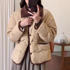 PEONIST 女款燈芯絨線條羽絨外套