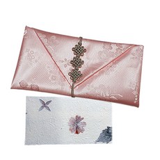 파우치형 매듭보자기 용돈봉투 + 압화한지봉투 랜덤발송, 살구, 1개