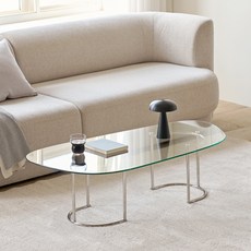 룸앤홈 스프링 유리 테이블 1200, 클리어