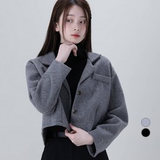 Awesomearound 女款毛呢雙扣短版外套