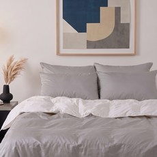 Classic Fabric 半絎縫匈牙利鵝絨保暖冬被 80%, 灰色 + 白色
