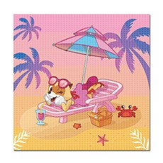 ADICO DIY 珠寶十字繡沙灘蘿莉 25 x 25cm PLW08, 混色, 1個