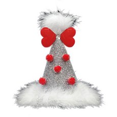 閃亮紅色蝴蝶毛球錐形帽, 2個, 混合顏色