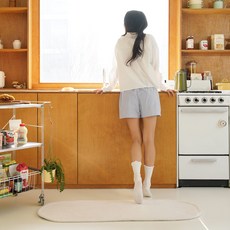 knock-knock 馬卡龍色系浴室腳踏墊 廚房地墊, 象牙白