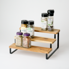 metaltex 相思木鐵製約克拉瓦3層層架整理架, 木質 + 霧面黑, 1個