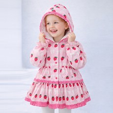minidou 兒童甜莓荷葉邊長版外套