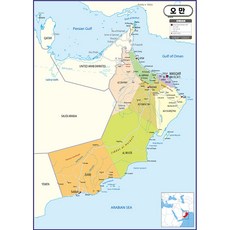 Map.Come 阿曼行政地圖塗層 110 x 150 厘米, 1個