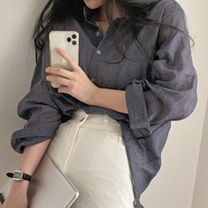 PEONIST 開領口袋簡約襯衫長袖罩衫