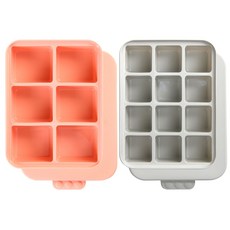Dailylike 嬰兒食品收納盒 6格+12格, 02款 蜜桃粉(6格)+淺灰色(12格)