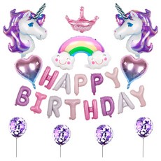 Maket Gamseong 彩虹粉紅與紫色生日派對組合, 1套, 紫色 2