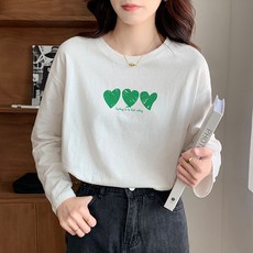 구디프 여성용 오디너리 라운드 루즈핏 긴팔 티셔츠