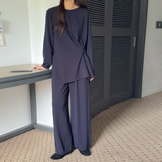 Borimam 鈕扣亮點抓褶寬褲上下套裝 a58