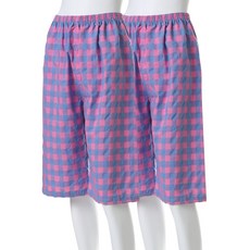 캐리루시 여성용 깅엄 선염 체크 8부 파자마 2p