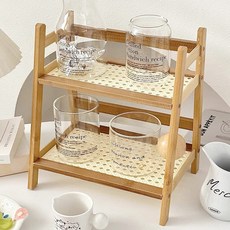 제이라이프 윈디 앤틱 정리 선반, 우드, 2단