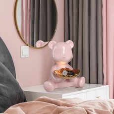 法朗翁德 熊熊托盤 室內客廳裝飾品 可愛玄關裝飾 玩偶擺件, 粉紅色