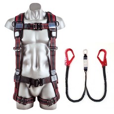 國際安全物產 KJ 精品Y型安全帶 K051-1603 + 彈性雙掛繩組, 1套, 混合色