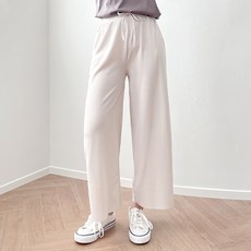 잘빠진 여성용 모모 찰랑 밴딩 와이드 팬츠