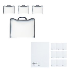 ECO Chungwoon 加寬拉鍊文件夾 A4 4p + PP 名片夾 A4 10p, 灰色(拉鍊文件夾), 透明(名片夾), 1套