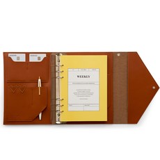 FunnYmade 手拿包款 6孔手帳本封面 A5 套組, 1組, 棕色