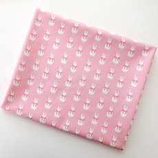 COTTONVILL 大韓紡織 20支棉 DTP 動物兔子布料 兔子樂園 粉紅兔子 2隻, 混合色, 1個