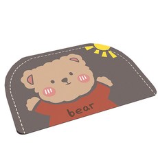 Hiyari 動物卡通浴室廚房地墊 圓形方形 12, 棕色, 1個