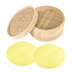 雙層竹編蒸籠+蒸盤, 18 號, 1套