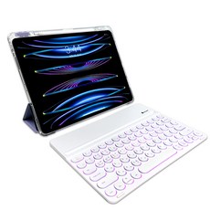 라이노핏 태블릿PC 케이스 + 와이드 블루투스 키보드 세트, 페일 라벤더(케이스), 화이트(키보드), 1개