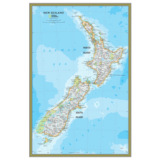 地圖網 國家地理 紐西蘭地圖 護貝型 小 78 x 110 cm, 1個