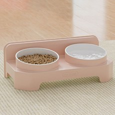 딩동펫 반려동물 스위트 경사형 더블 보울 식기, 핑크, 1개