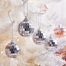 모던하우스 오너먼트 미러볼, 실버, 4개